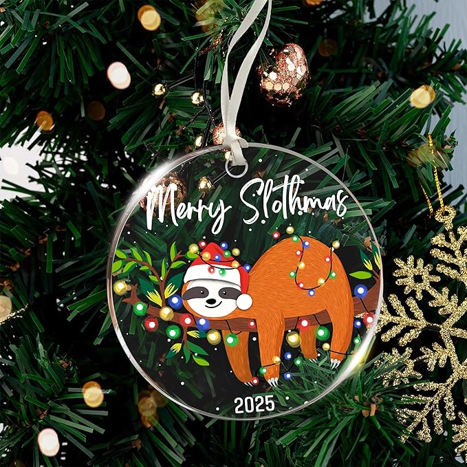 Sloth Ornaments for Christmas Tree - Unique Sloth Gifts for Kids and Women, Best Themed Decor Enhancing Festive Cheer, Ideal Gifts for Sloth Lovers, Perfect Ornaments for Christmas Decorations