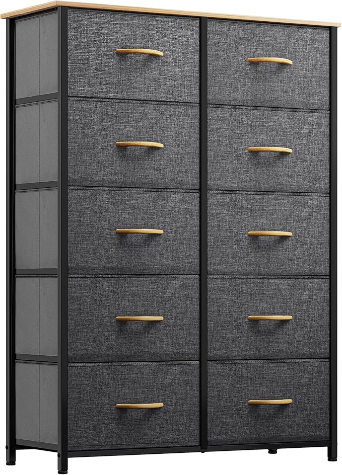 YITAHOME 10 Drawers Dresser, Fabric Dresser, Fabric Storage Tower, Organizer Unit for Bedroom, Living Room, Hallway, Closets