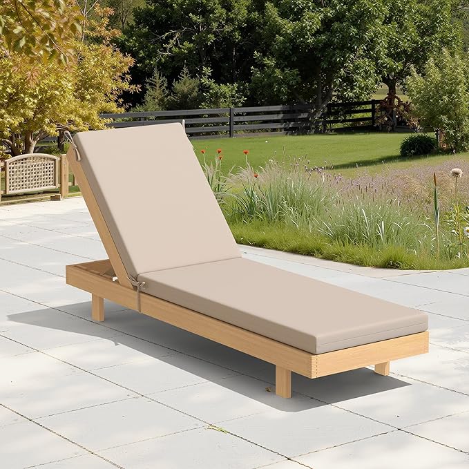 Crestlive Products Chaise Lounge Cushion Outdoor, 72x21 Inch, Waterproof & 3-Year Fade Resistant Lounge Chair Cushion for Outdoor Furniture, Patio Cushion for Pool, Lawn, Deck, Beige