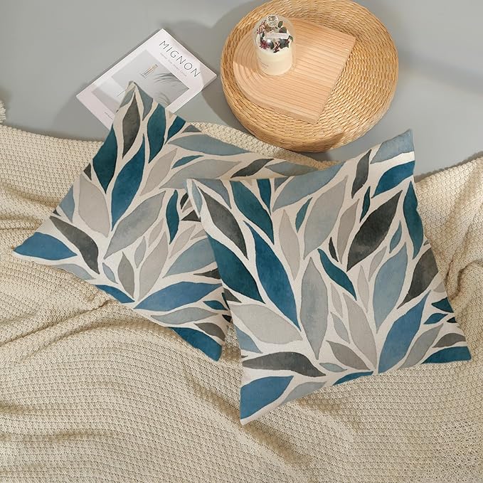 Boho Pillow Covers 18x18 Set of Geometric Navy Blue Pattern Throw Pillow Covers Outdoor Decoration Bohemian Modern Abstract Decorative Pillowcase Farmhouse Cushion Cover for Home Sofa