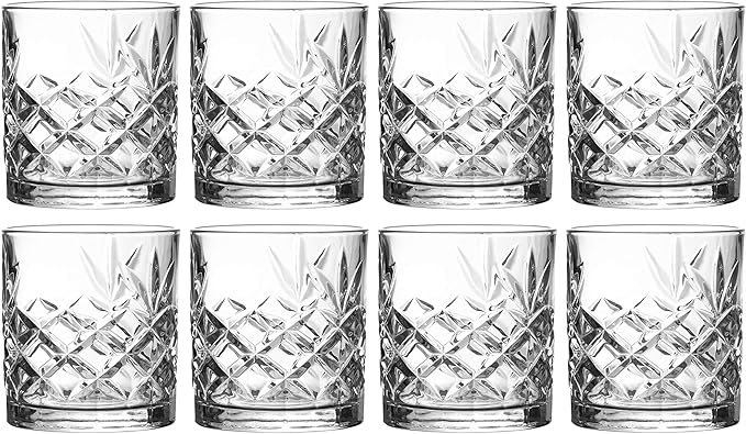 Royalty Art Whiskey Glasses - Set of 4 Premium Crystal Tumblers with The Distinctive Kinsley Design - Perfect for Bourbon, Scotch, Whiskey, and Cocktails - Ideal Gift for Enthusiasts 10.6 oz