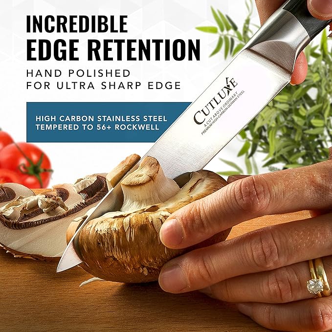 Cutluxe Kitchen Utility Knife, 5.5" Paring Kitchen Knife – Razor Sharp Blade, High Carbon German Steel, Full Tang Ergonomic Handle Design – Artisan Series