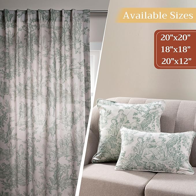 Maison d' Hermine Decorative Pillow Covers 18 x 18 Inch Square 100% Cotton Throw Pillow Covers with Invisible Zipper for Living Room Couch, Chair, Sofas, Bedroom, Home (The Miller - Antique Green)