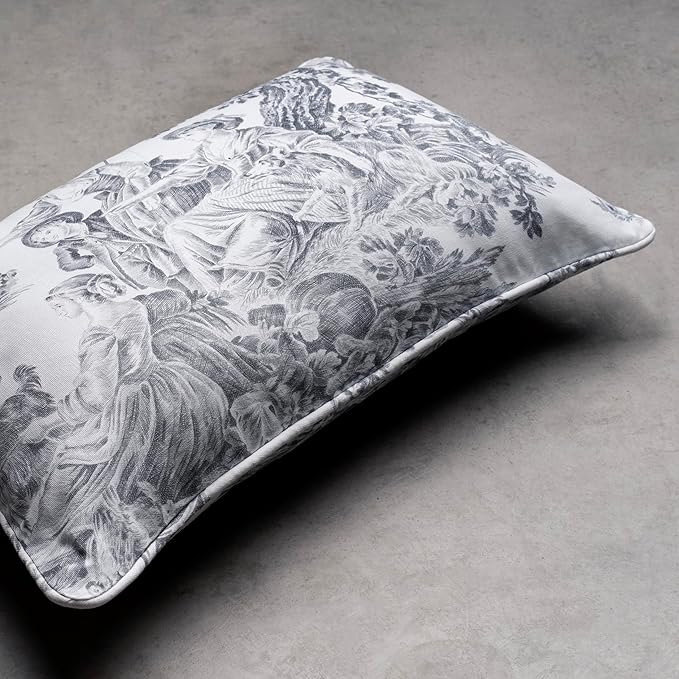 Maison d' Hermine Decorative Pillow Covers 12x20 Inch Rectangle 100% Cotton Throw Pillow Covers with Invisible Zipper for Couch, Chair, Sofas, Bedroom, Home (The Miller - Paloma Grey (White))