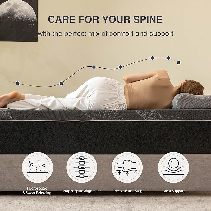 Twin XL Mattress 14 Inch Charcoal Gel Memory Foam in a Box, CertiPUR-US Certified Fiberglass Free, Cooling Mattress, Made in The USA of US Foam, 80" × 38" × 14", Medium