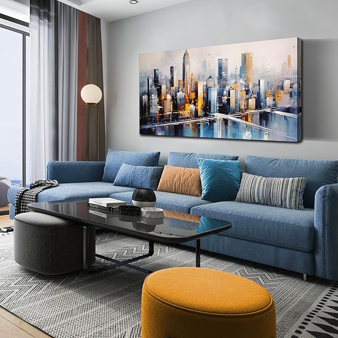 Large Canvas Wall Art Modern Living Room Bedroom Home Office Wall Decor City Landscape Painting Framed Canvas Prints Ready to Hang Size 30x60