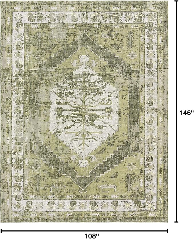 Unique Loom Outdoor Traditional Collection Area Rug - Valeria (9' x 12' 2" Rectangle, Green/ Light Green)