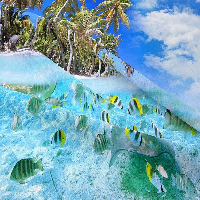 Tailor Shop Coastal Comforter Sets Coastal Bedding Sets King Size Beach Themed Fish Bedding Set Sea Ocean Bed Sets with 1 Comforter 2 Pillowcases…