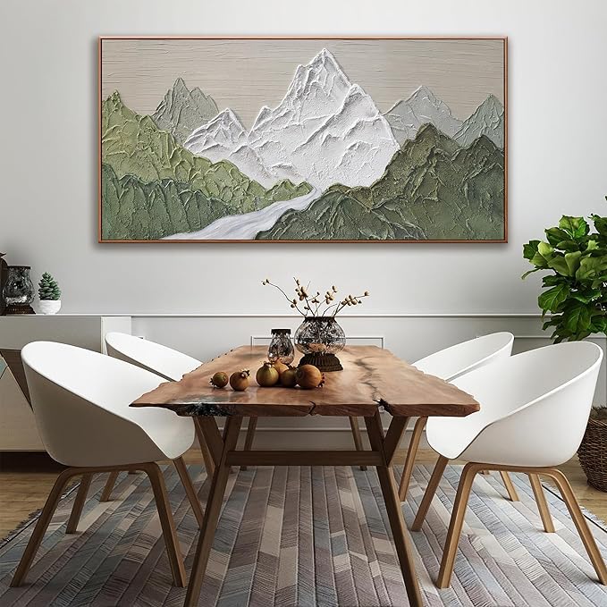 Large Abstract Wall Art For Living Room Canvas Art Wall Decor Bedroom Office Decor Abstract Mountain Forest Landscapes Green Wall Art Painting Abstract Art Prints 29×58 In With Framed