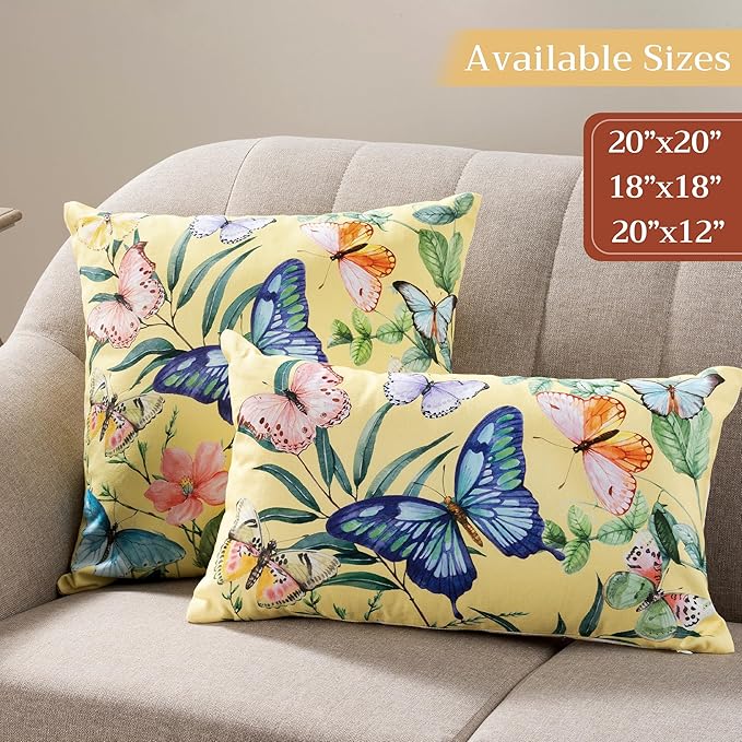 Maison d' Hermine Decorative Pillow Covers 18 x 18 Inch Square 100% Cotton Throw Pillow Covers with Invisible Zipper for Living Room Couch, Chair, Sofas, Bedroom, Home (Hesperides - Papillon)