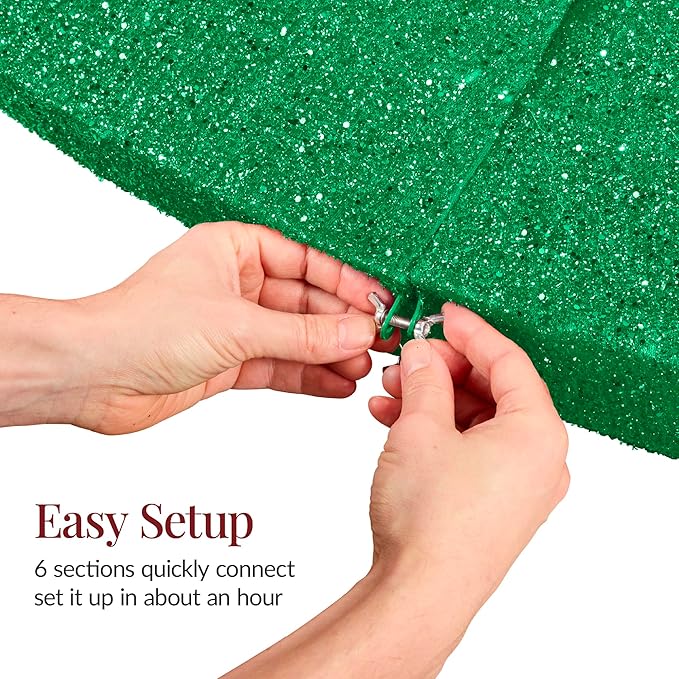 Best Choice Products Large Outdoor Christmas Lighted Archway Decoration, 9.5ft XL with Gold Ornament Cap, 330 LED Lights, Holiday Yard Décor - Green