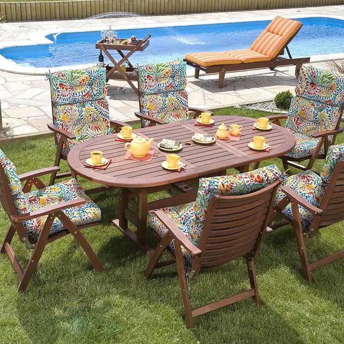 Set of 2 Outdoor High Back Chair Cushions 44"x 22",Water Repellent Rocking Seat Cushions Replacement, Seat/Back Chair Cushions for Patio,Porch,Balcony and Indoor - Paisley Multi