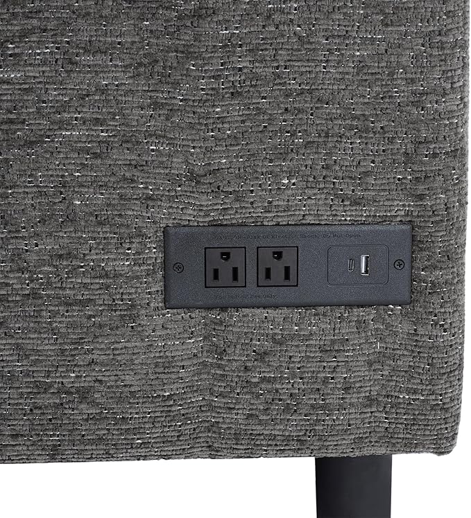 Ball & Cast 109.9" Sectional Sofa with Pull Out Bed, Chenille Upholstered Sleeper Sofa bed with Storage Chaise, Convertible U Shaped Couch with Two Cup Holders and Charging Ports for Living Room, Grey