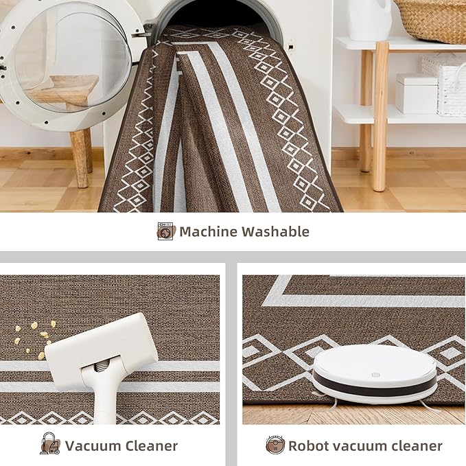 Outdoor Patio Rug, Outside Rectangular Carpet, Moroccan Geometric Rugs, Washable Large Indoor Outdoor Rug 8x10 Mats for RV, Picnic, Backyard, Deck, Balcony, Porch, Beach