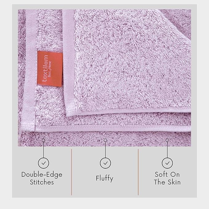 TEXTILOM 100% Turkish Cotton Oversized Luxury Bath Sheets, Jumbo & Extra Large Bath Towels Sheet for Bathroom and Shower with Maximum Softness & Absorbent (40 x 80 inches)- Lilac