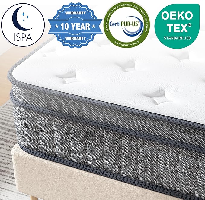 King Mattress, 14 Inch Gel Memory Foam Pocket Coils Springs Hybrid Mattresses, Medium Firm King Size Mattress in a Box, CertiPUR-US Certified, Cool & Support Comfort