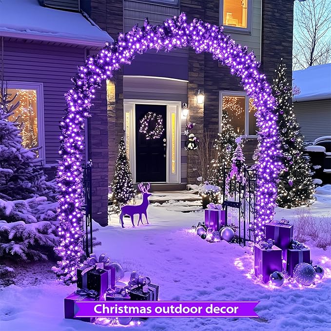 JMEXSUSS 2 Pack Purple Solar Christmas Lights, Total 400 LED 151FT Solar String Lights Outdoor Waterproof, 8 Modes Purple Halloween Light for Outside Patio Yard Xmas Tree Christmas Decorations