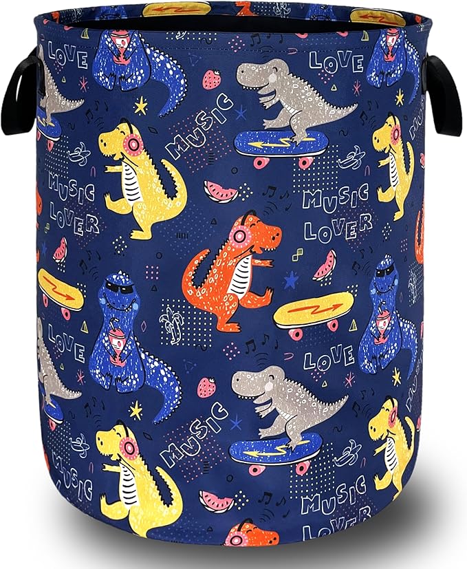 Funny Dinosaur Laundry Basket Foldable Oxford Cloth Colorful Laundry Hamper With Handle Portable Clothes Storage Basket 18.9 X 16.5 Inch Storage Bag For Laundry Room/Bathroom/Bedroom