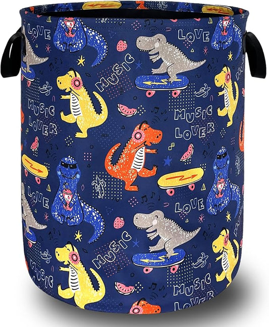 Funny Dinosaur Laundry Basket Foldable Oxford Cloth Colorful Laundry Hamper With Handle Portable Clothes Storage Basket 18.9 X 16.5 Inch Storage Bag For Laundry Room/Bathroom/Bedroom