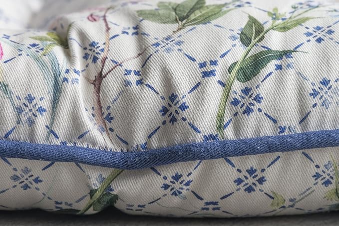 Maison d' Hermine Chair Pads for Dining Chairs Cotton Outer Fabric and Poly Filling 16"x16" Patio Seat Cushions for Furniture with Ties Home Chair Party Hall Farmhouse (Faience, Pack of 2)