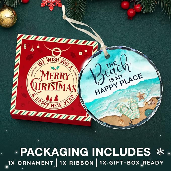 Beach Christmas Ornaments - Delightful Set of Beach Themed Ornaments for Tree, Coastal Christmas Tree Decorations, Perfect for Those Who Love The Ocean, Unique Beachy Gifts for Christmas