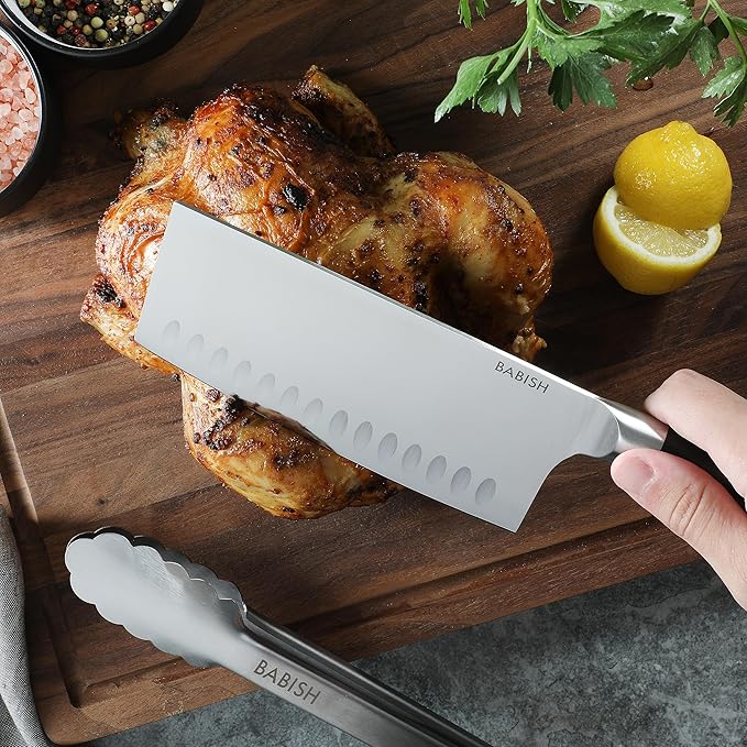 Babish High-Carbon 1.4116 German Steel 6.5 Inch Full Tang, Forged Cleaver Kitchen Knife