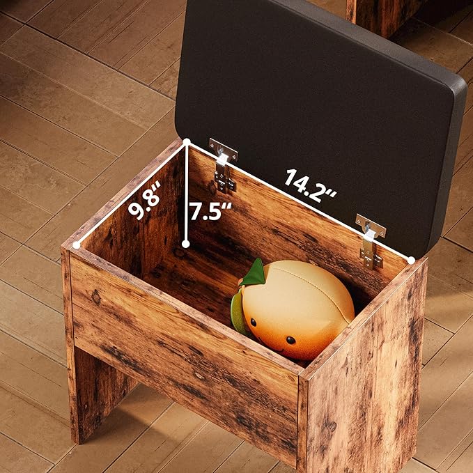 LIKIMIO Small Makeup Vanity Desk with Mirror and Lights, Vanity Table Set with Storage Drawer, Chair and Three Shelves, Bedroom, Vintage Brown