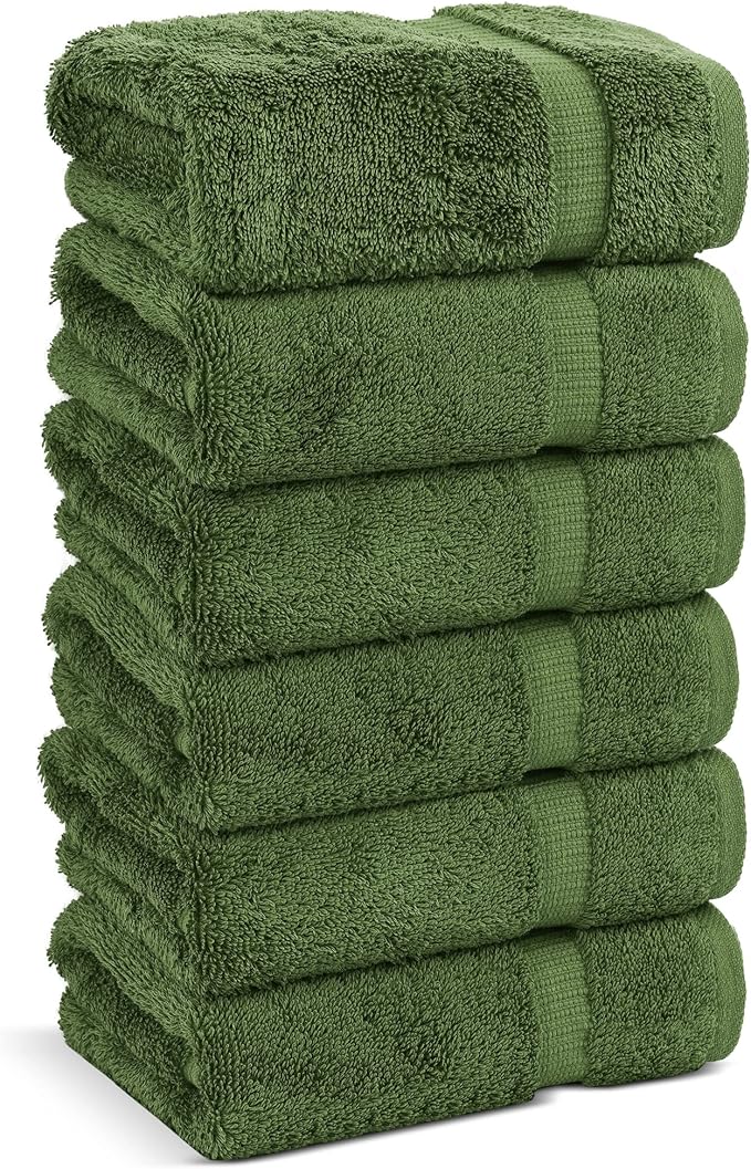 Chakir Turkish Linens | Hotel & Spa Quality 100% Cotton Premium Turkish Towels | Soft & Absorbent (6-Piece Hand Towels, Moss)