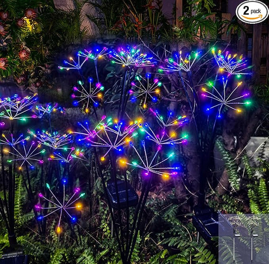 Kwaiffeo Solar Garden Lights Outdoor Waterproof Decorative Solar Lights for Outside 2 Pack with120 LED Swaying Fairy Firework Light Yard Garden Decor, Gifts for Mother's Day Mom Grandma Women