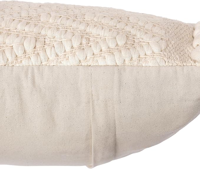 REDEARTH · Tufted Throw Pillow Cushion Covers - Boho Textured Woven Decorative Cases Set for Couch, Sofa, Bed, Farmhouse, Chair, Patio, Car - 100% Cotton (18x18 ; Boho Chic Natural) Pack of 2