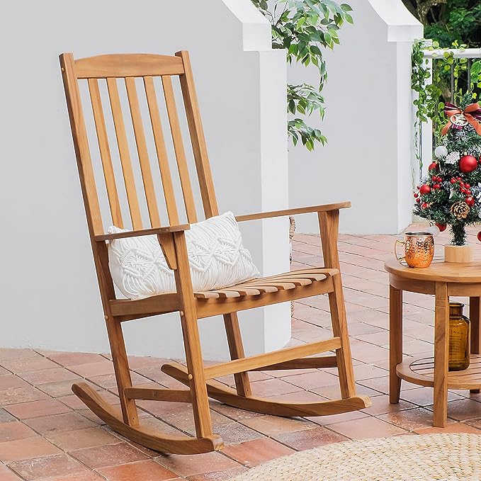 Cambridge Casual Bentley Patio Rocking Conversation Set, Natural Teak