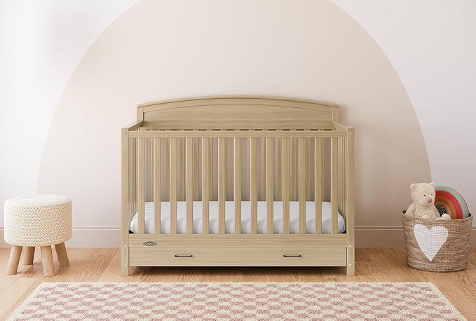 Graco Benton 5-In-1 Convertible Crib With Drawer (Driftwood) - Converts From Baby Crib To Toddler Bed, Daybed And Full-Size Bed, Fits Standard Full-Size Crib Mattress, Adjustable Mattress Support Base