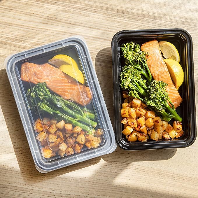 Igluu Meal Prep Containers [30 pack] 1 Compartment with Airtight Lids - Plastic Food Storage Bento Box - BPA Free - Reusable Lunch Boxes - Microwavable, Freezer and Dishwasher Safe (28 oz)