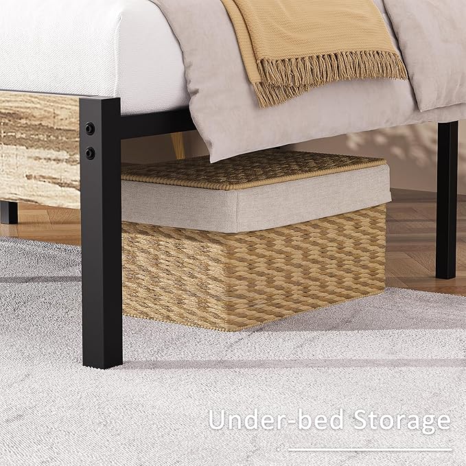 VECELO Full Size Platform Bed Frame with Headboard and Footboard, Solid and Strong Metal Support, No Box Spring Needed