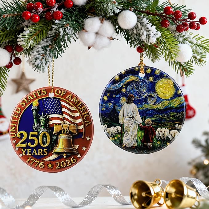 250 Years of America Ornament | Patriotic Christmas Ornament, Christmas Decoration, Hanging Ornaments for Tree | 1776-2026 Liberty Bell Decor, American Independence Day, July 4 Decor | Gift Exchange