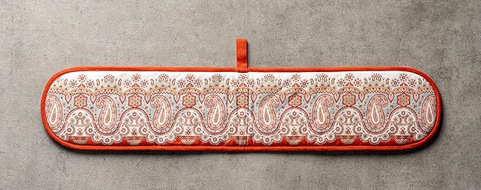 Maison d' Hermine Double Oven Mitt (7" x 35") 100% Cotton Heat Resistant BBQ Cooking Gloves with Loop for Thanksgiving Christmas Decorations Baking Cooking Barbeque Handling Hot Pan (Cachemire)