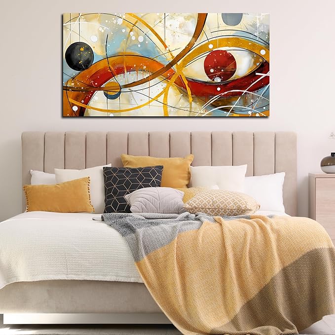 Large Abstract Canvas Wall Art for Living Room Bedroom Home Office Modern Wall Decor Line Geometric Abstract Picture Framed Canvas Prints Size 24x48