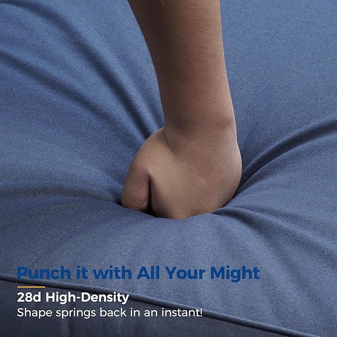 Wisteria Lane Aluminum Outdoor Patio Furniture Set, Modern Patio Conversation Sets, Outdoor Sectional Metal Sofa with 5 Inch Cushion and Coffee Table for Balcony, Garden, Black Frame & Blue Cushion