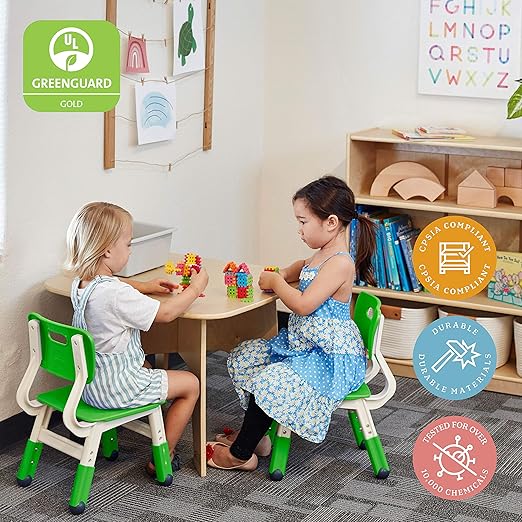 ECR4Kids Classroom Adjustable Chair, Flexible Seating, Grassy Green, 2-Pack