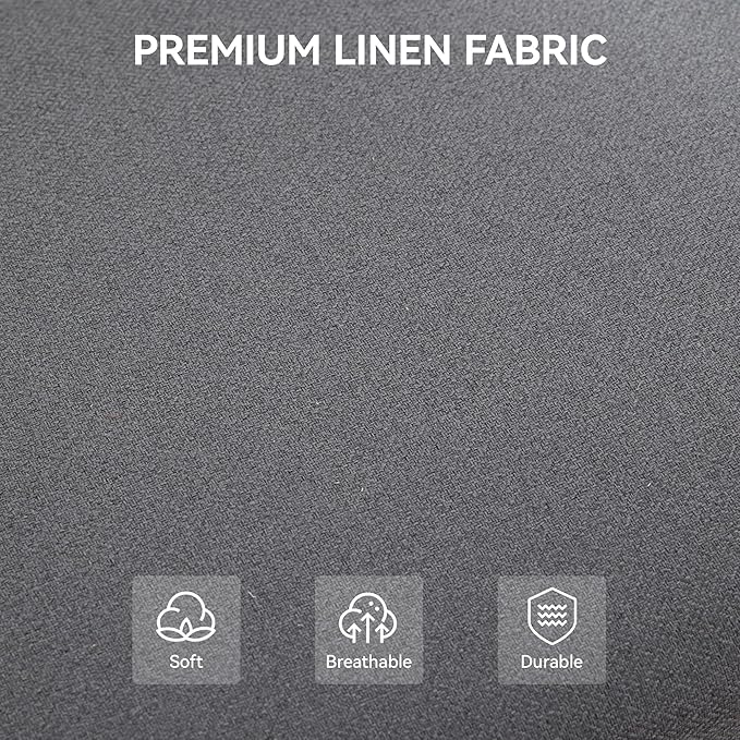 43.5'' Linen Bedroom Bench, Upholstered End of Bed Bench, Padded Vintage Dining Bench, Entryway Bench with Solid Wood Legs, Kitchen, Living Room, Hallway, Dark Grey