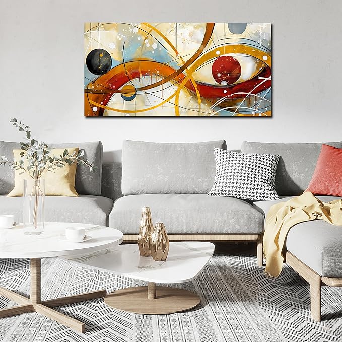Large Abstract Canvas Wall Art for Living Room Bedroom Home Office Modern Wall Decor Line Geometric Abstract Picture Framed Canvas Prints Size 24x48