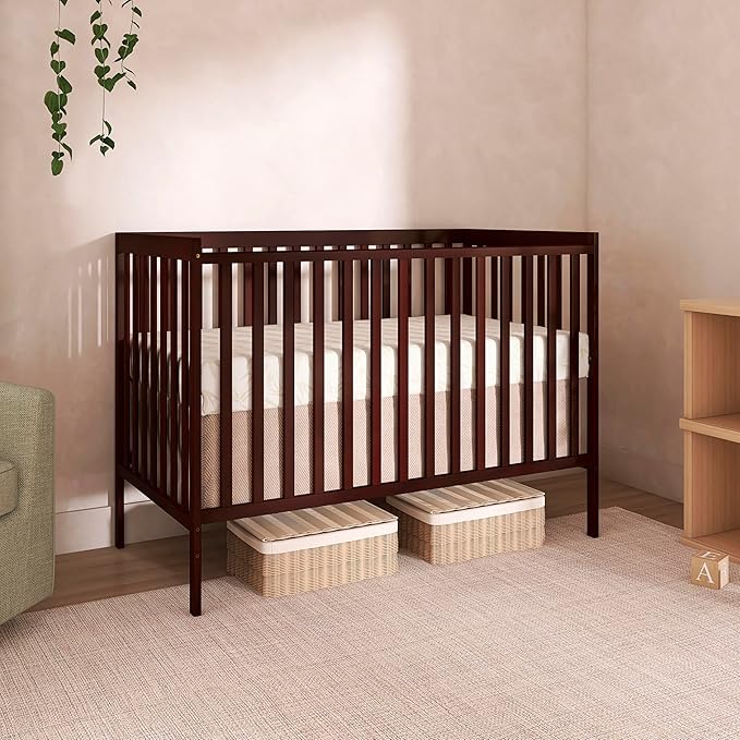 Dream On Me Synergy 5-in-1 Convertible Full-Size Baby Crib with Toddler, Day & Full Bed Conversion in Espresso, GreenGuard Gold & JPMA, 3 Mattress Heights, Sustainable Pinewood