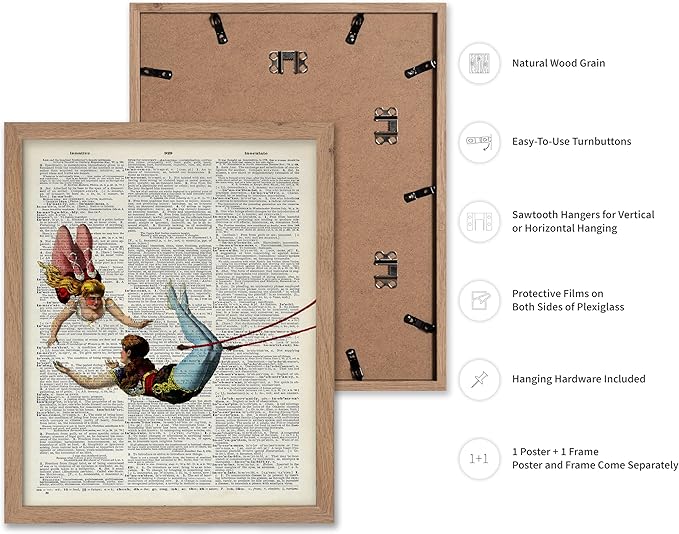 Poster Master Dictionary Art Poster - Acrobat Print - Circus Art - Entertainment Art - Gift for Men, Women & Performer - Chic Decor for Living Room, Bedroom, Dorm or Office, 16x20 Beige Framed
