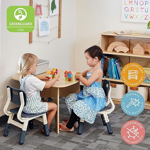 ECR4Kids Classroom Adjustable Chair, Flexible Seating, Grey, 2-Pack