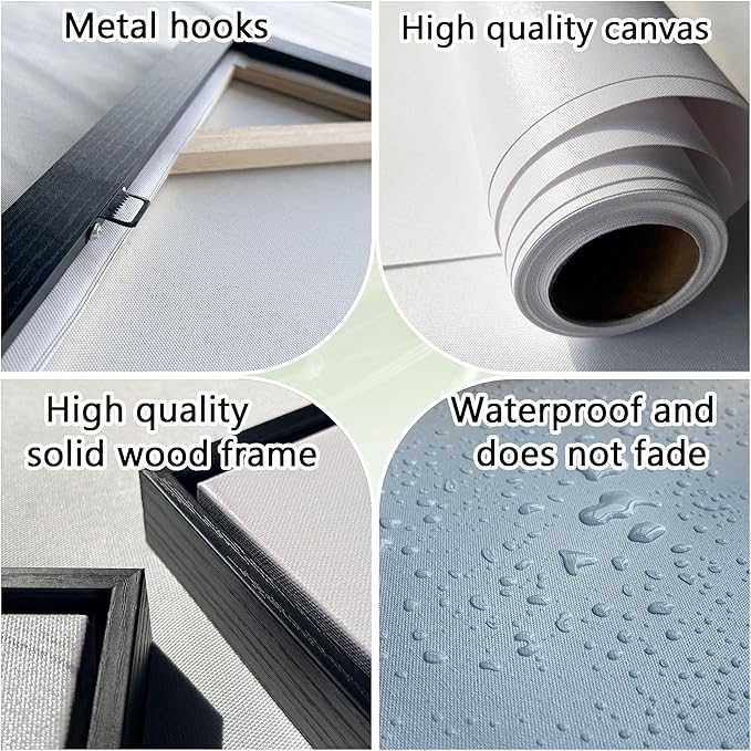 HKDGOKA Landscape Framed Wall Art - Vintage Dinosaur Era Forest Wall Pictures Black and White Canvas Paintings Artwork Ready to Hang Bedroom Living Room Kitchen Home Decor 20x40 IN