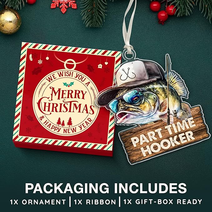 Fishing Ornaments for Christmas Tree - Unique Fisherman Gifts for Men, Cool, Funny and Unique Fishing Gift for Men and Boys, Fisherman Gift