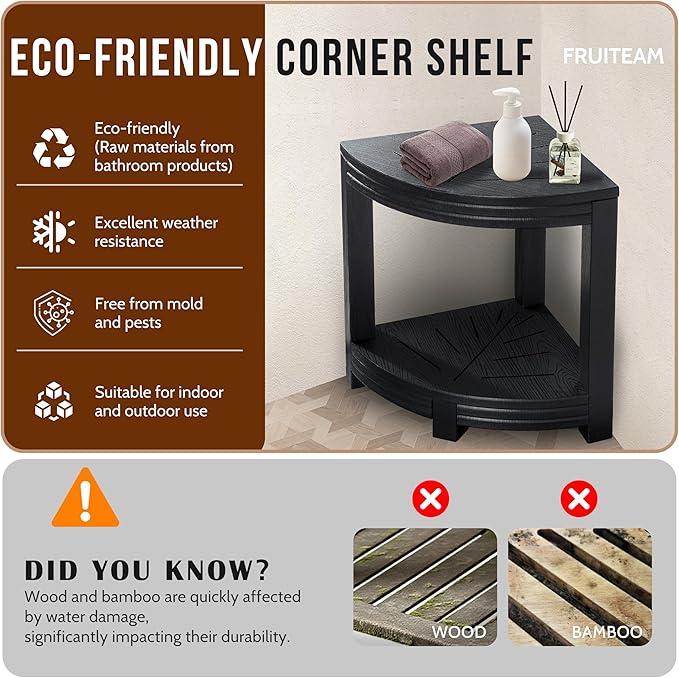 Shower Stool for Inside Shower, Non-Slip Shower Bench, Sturdy Corner Shower Stool with Storage Shelf, Waterproof Shower Stool for Shaving Legs and Bathroom Safety, Space Saving Design