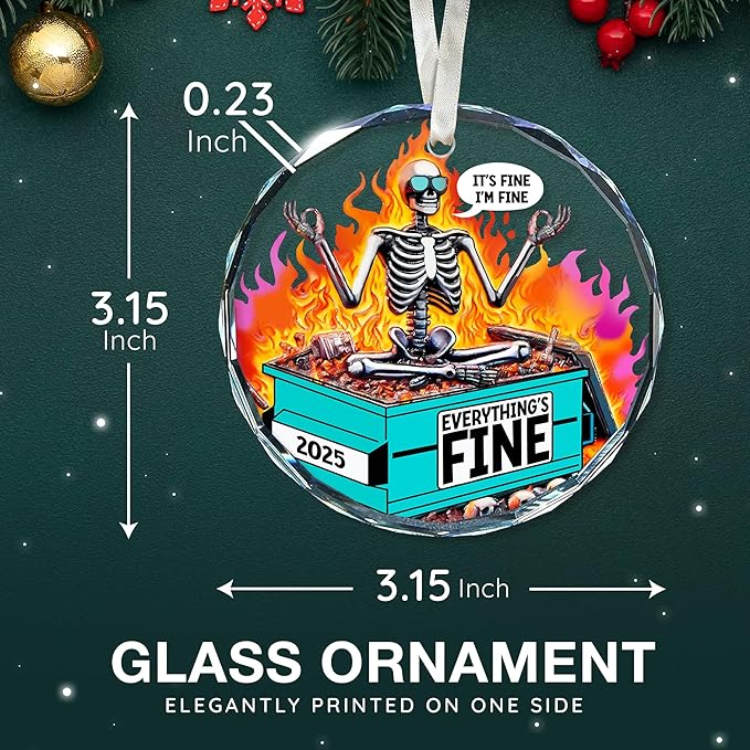 Dumpster Fire Ornament for Christmas Tree - Ideal Dumpster Fire Gifts for Him and Her - Unique Decorative Ornaments for The Holiday Season - A Sentimental Reminder of 2025 - Funny Christmas Ornaments