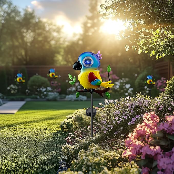 Parrot Solar Garden Lights Outdoor Waterproof, Christmas Metal Yard Decor Outdoor Solar Lights Decorative Stake for Pathway, Garden, Lawn, Patio, Driveway