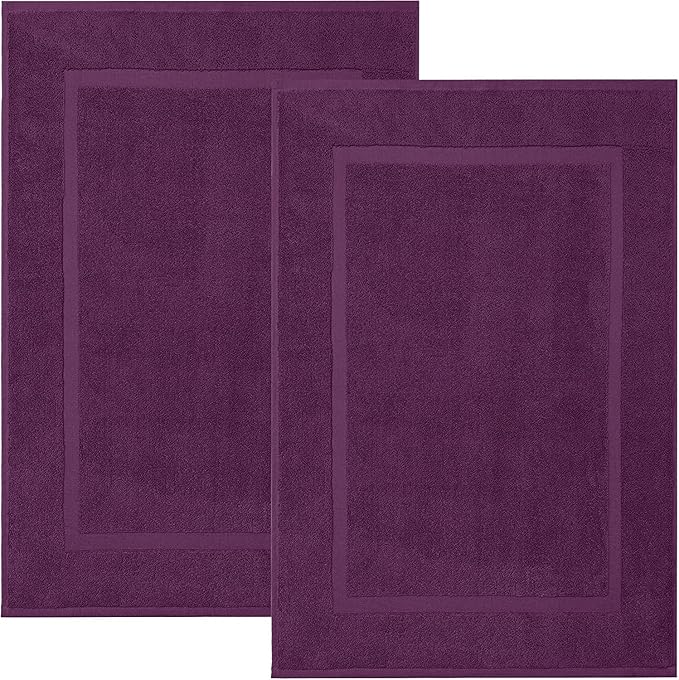 DAN RIVER Classic Bath Mat - Purple Passion, 100% Ring Spun Cotton, Pack of 2, 21x34 inches, 800 GSM, Non-Slip, Absorbent, Quick Drying, Machine Washable Bathroom Floor Mats for Shower, Kitchen & Bath